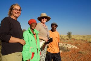 Nanette (left) on a heritage mapping trip with Lena Malgas (centre left), Patricia Glyn (centre right) and Andrew Kruiper (far right)