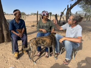 Nanette (right) with Riekie Kruiper (left), a young Khomani healer, and Anna Bojane (centre), a healer with vast experience