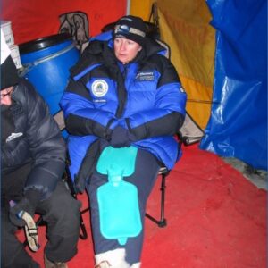 A cold and miserable Patricia on Mount Everest